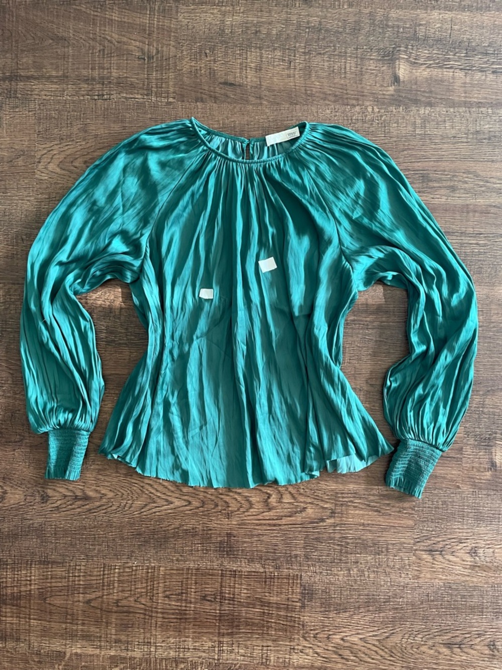 Ulla Johnson Green Satin Long-Sleeve Blouse